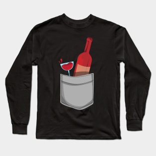 Viticulture Wine Bottle & Glass Clothes Pocket - Board Game Inspired Graphic - Tabletop Gaming  - BGG Long Sleeve T-Shirt